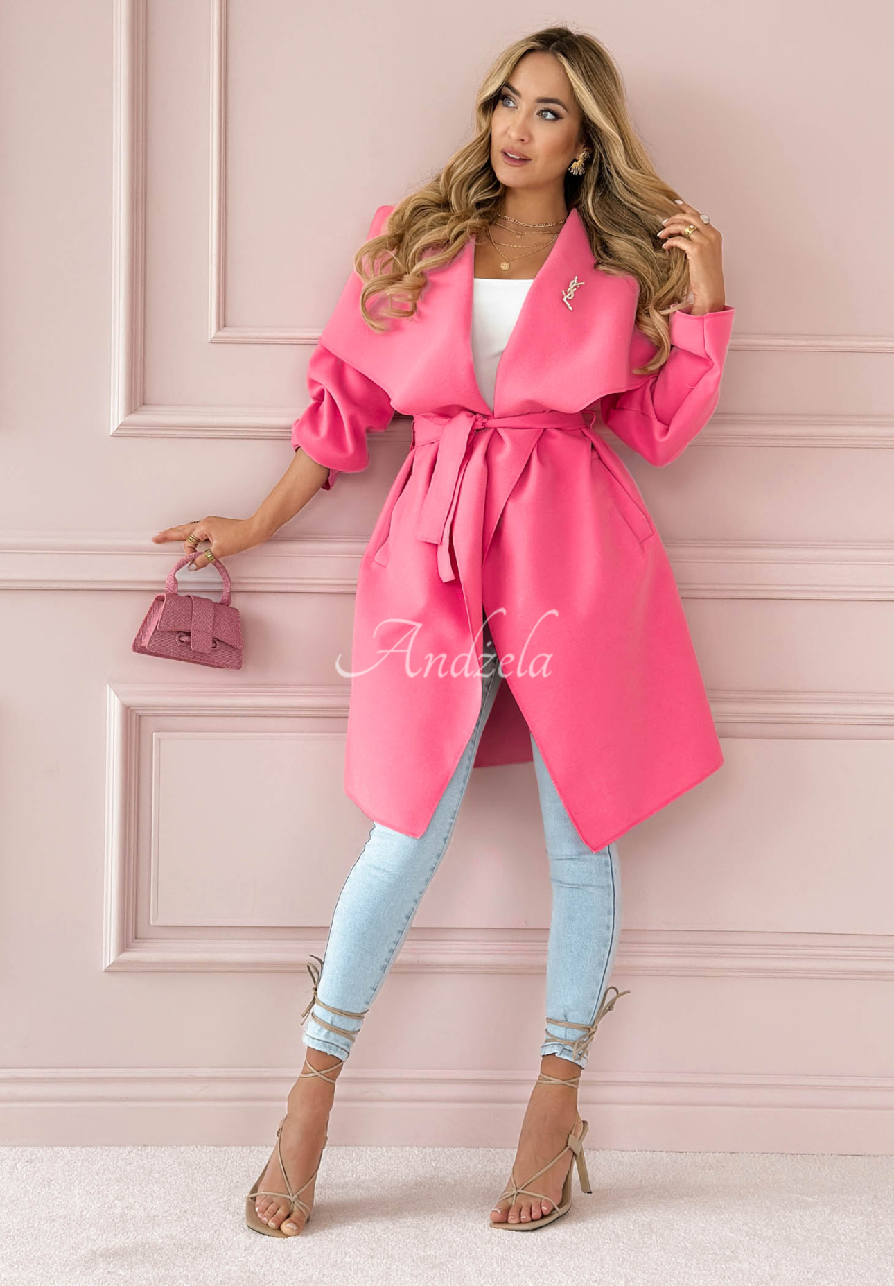 Kabát Not By Chance ružový