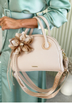 Skórzana Kabelka z kwiatem Kallie ecru