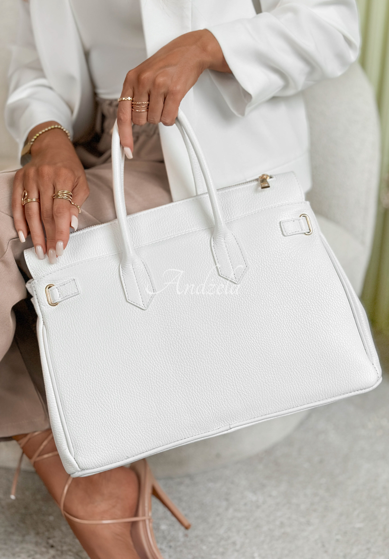 Kožená kabelka Katerina Biela