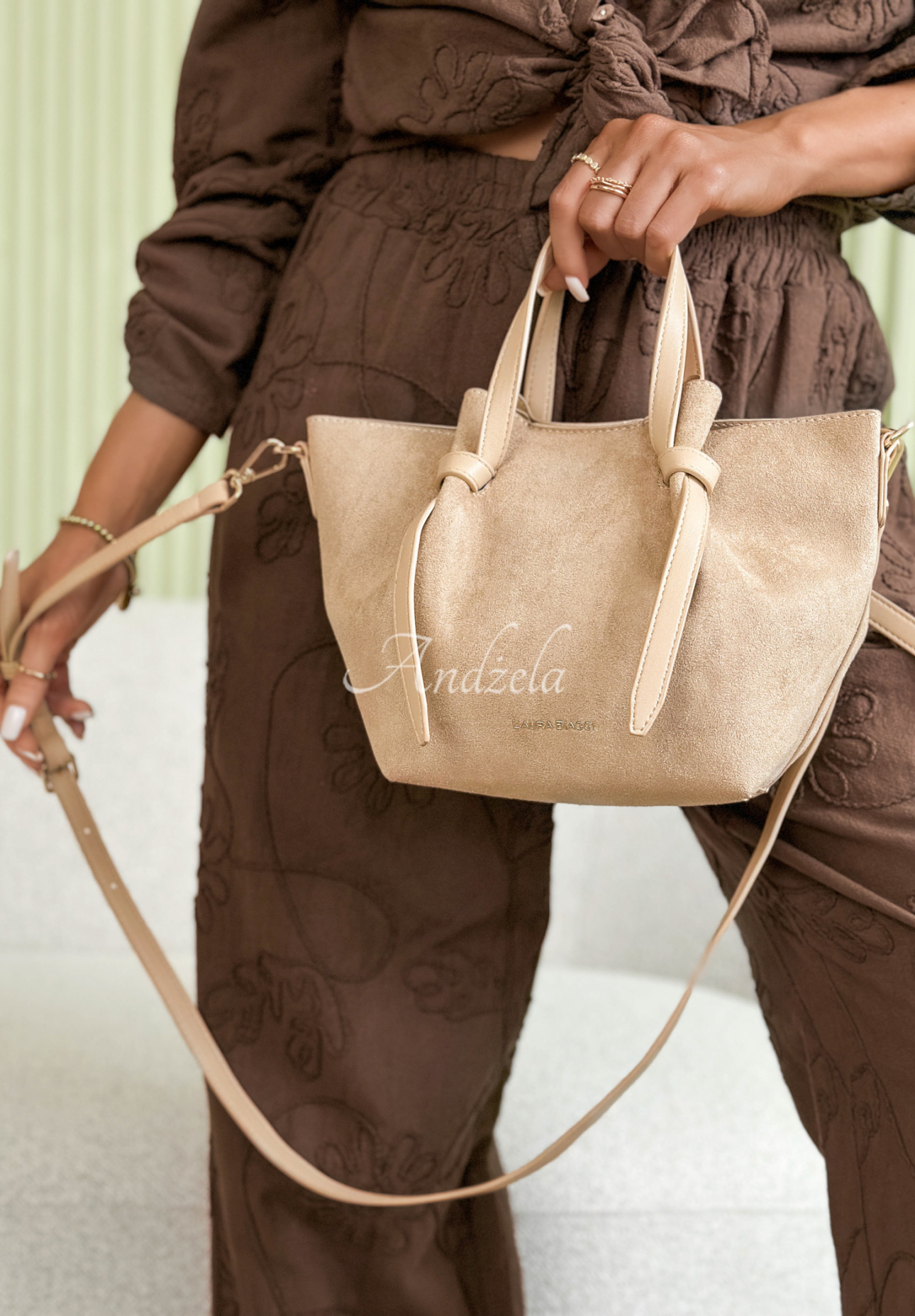 Semišová kabelka Beatrice béžová