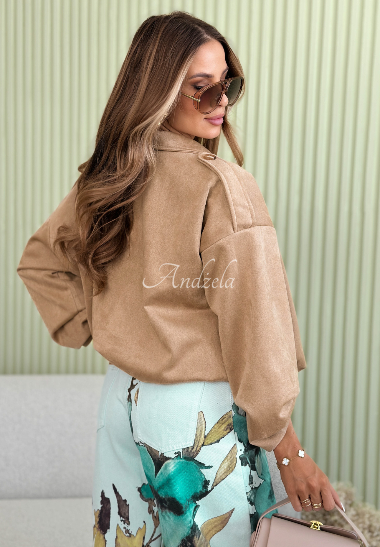 Krátka semišová bunda bomberka Amara béžová