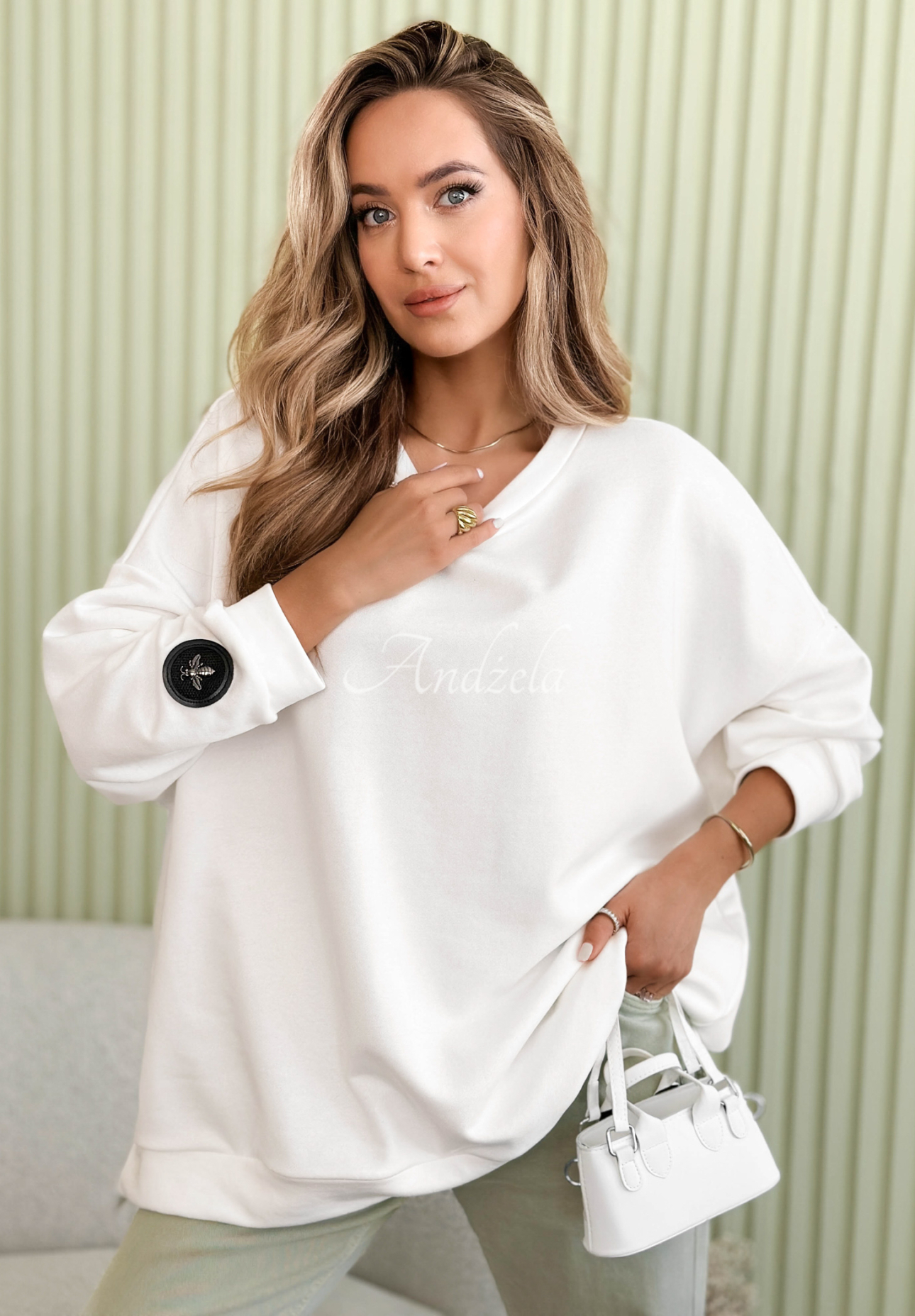 Mikina oversize Active Queens ecru