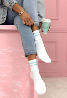 Dlhé skarpetki z paskami Brianna biało-blankytné