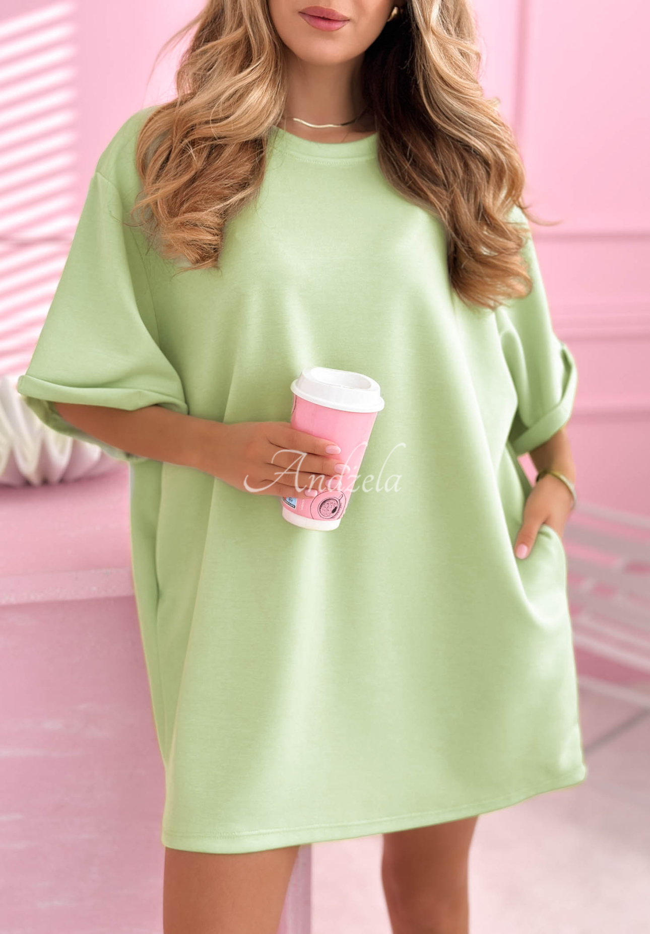 Dlhé tričko tunika s viskózou Base Babe mentolový