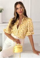 Kwiecista Košeľa z bufkami Jordyn pistaciová