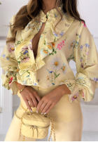 Kwiecista Košeľa z żabotem Miriam pistaciová