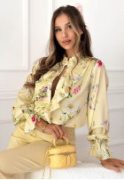 Kwiecista Košeľa z żabotem Miriam pistaciová