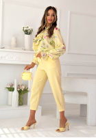 Kwiecista Košeľa z żabotem Miriam pistaciová