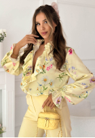 Kwiecista Košeľa z żabotem Miriam pistaciová
