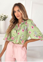 Kwiecista Košeľa z bufkami Dakota pistaciová