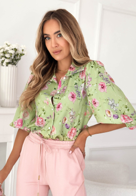 Kvetinov&aacute; ko&scaron;eľa s naberan&yacute;mi ruk&aacute;vmi z visk&oacute;zy Dakote pistaciov&aacute;