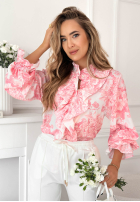 Kwiecista Košeľa z żabotem Dorotha ružová