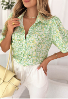 Kwiecista Košeľa z bufkami Jordyn pistaciová