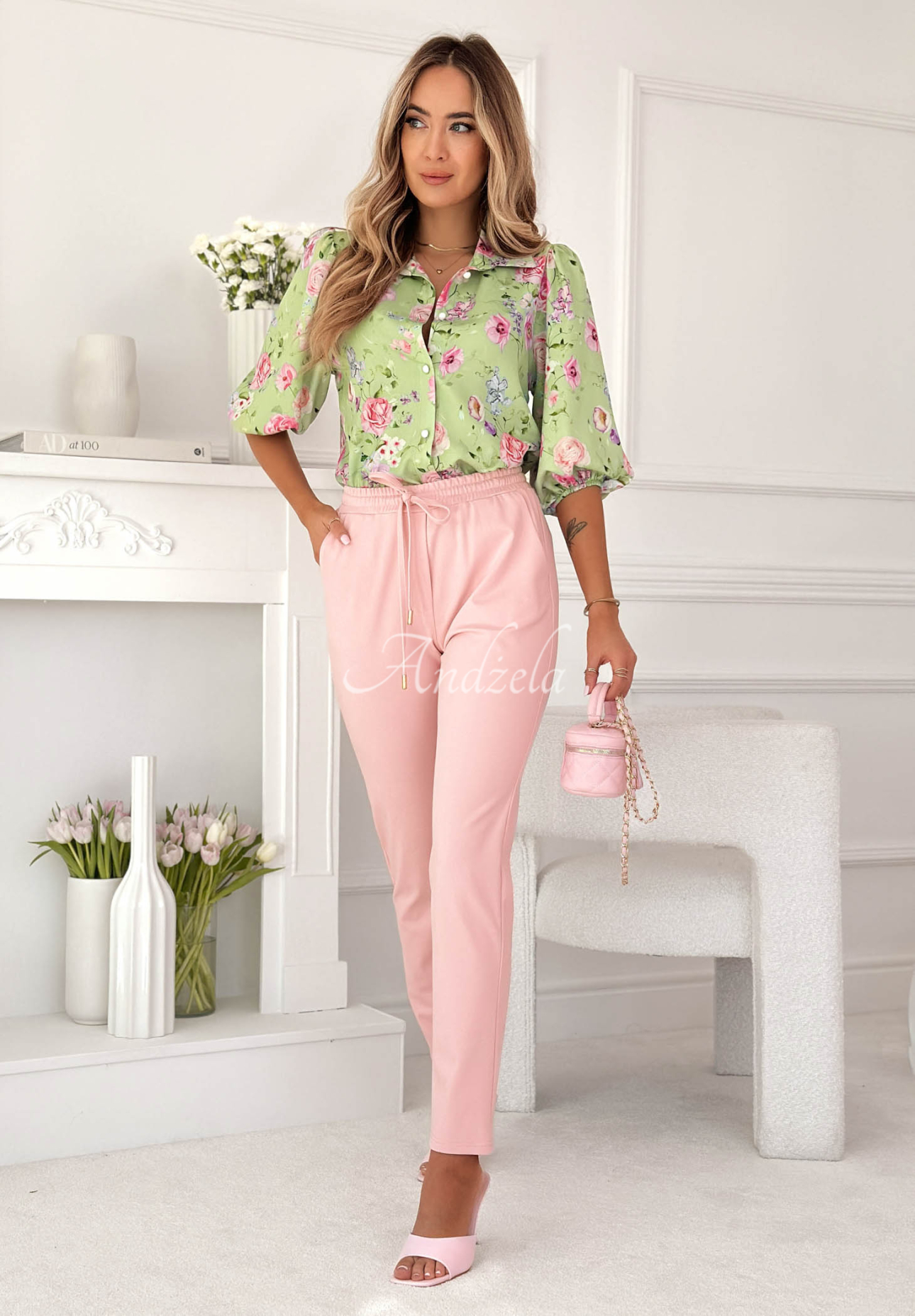 Nohavice z viskózy Do You Remember púdrovo ružová