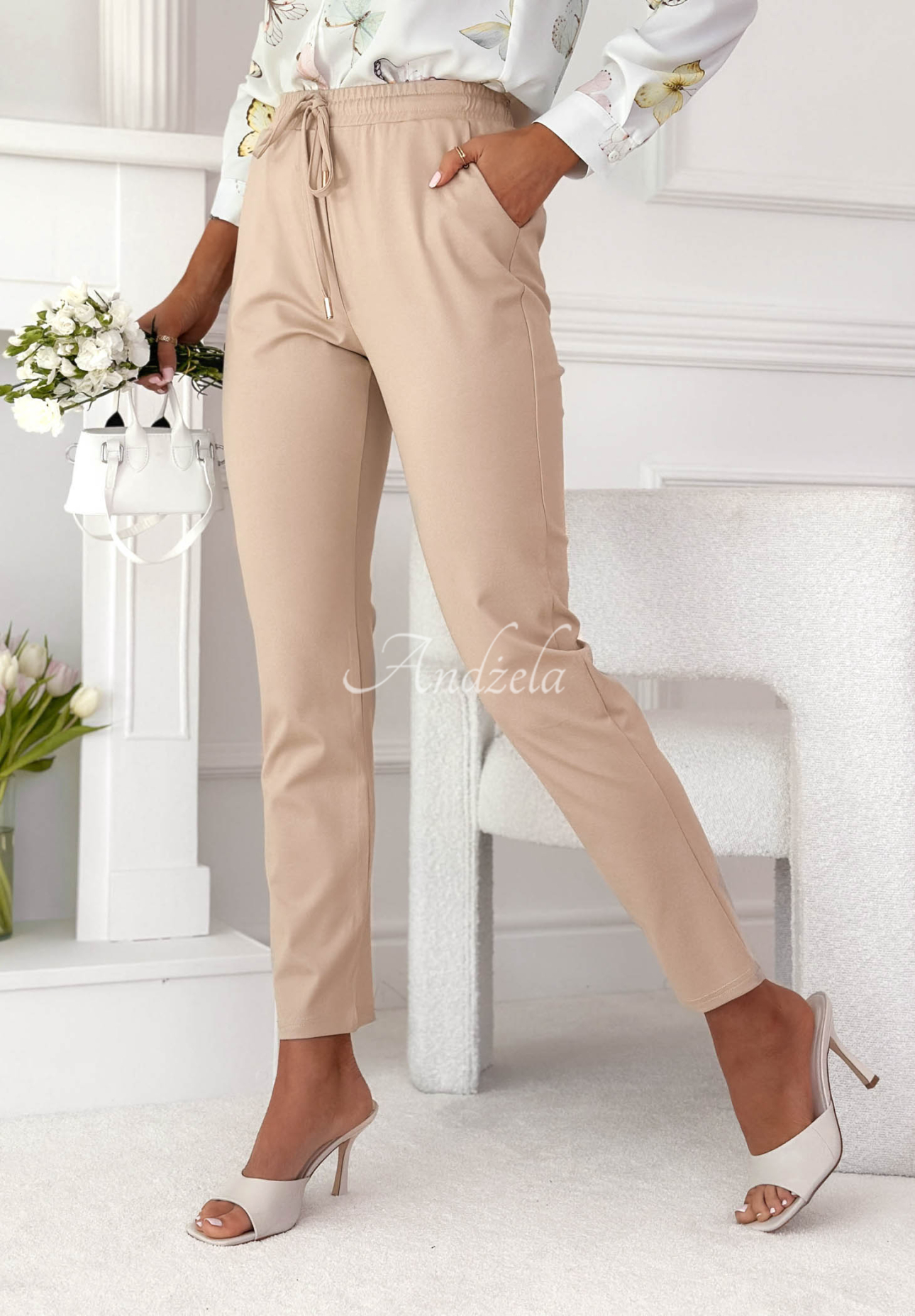 Nohavice z viskózy Do You Remember béžové