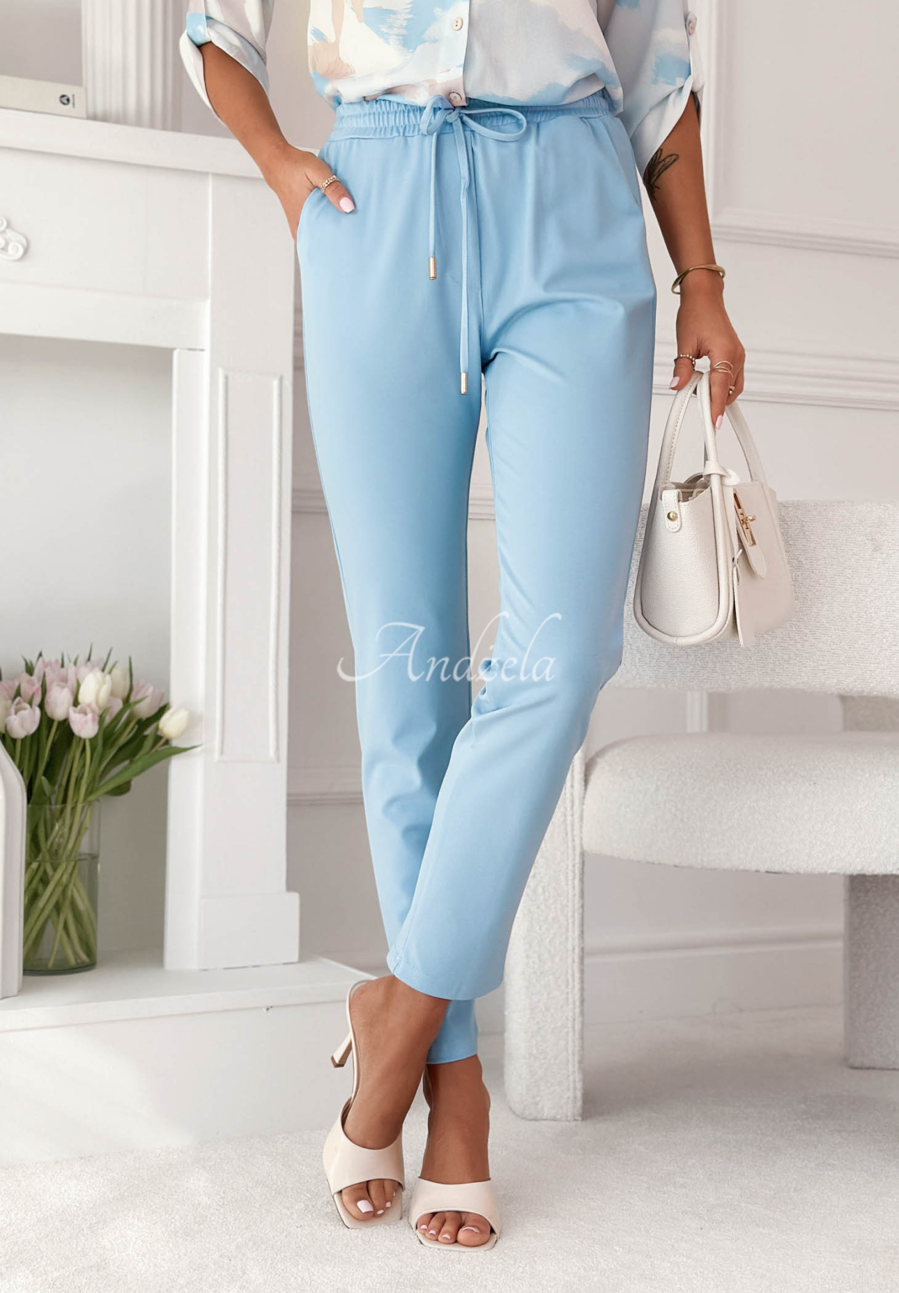 Nohavice z viskózy Do You Remember blankytné