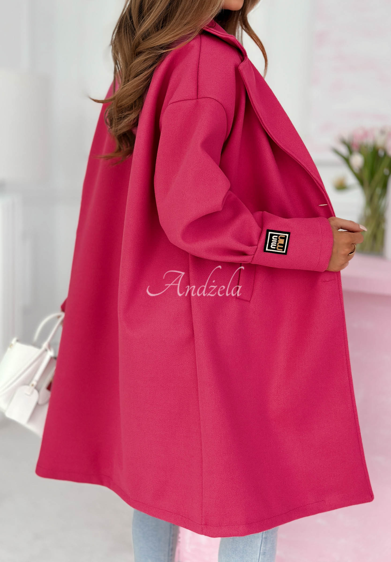 Dlhý kabát s golierom Janette fuchsiový