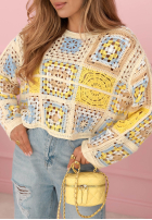 Ażurowy sweterek boho Yasmine ružový