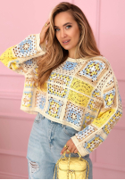 Ażurowy sweterek boho Yasmine ružový