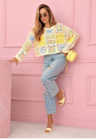 Ażurowy sweterek boho Yasmine ružový