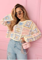 Ażurowy sweterek boho Yasmine ružový