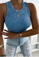 Rebrovaný top na ramiączkach Callie tmavosivý