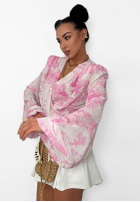 Wzorzysta Blúzka z dekoltem na zakładkę La Milla Angelina béžovo-ružová