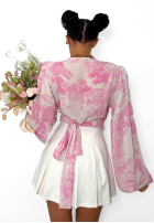 Wzorzysta Blúzka z dekoltem na zakładkę La Milla Angelina béžovo-ružová