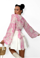 Wzorzysta Blúzka z dekoltem na zakładkę La Milla Angelina béžovo-ružová