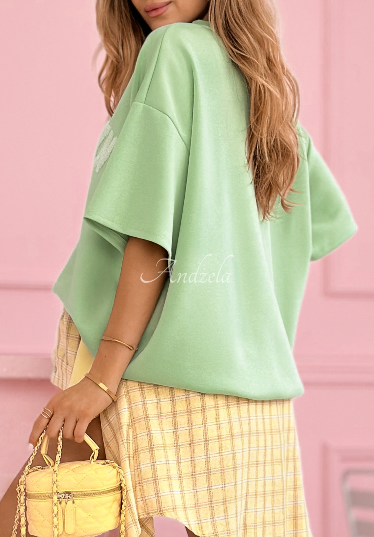 Oversize tričko s viskózou a modalom Brooklyn Mood pistaciový