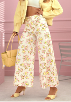 džínsová Sukňa  midi w kwiaty La Flora Biela