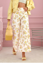 džínsová Sukňa  midi w kwiaty La Flora Biela