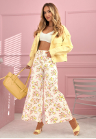 džínsová Sukňa  midi w kwiaty La Flora Biela