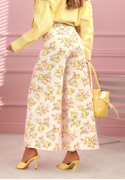 džínsová Sukňa  midi w kwiaty La Flora Biela