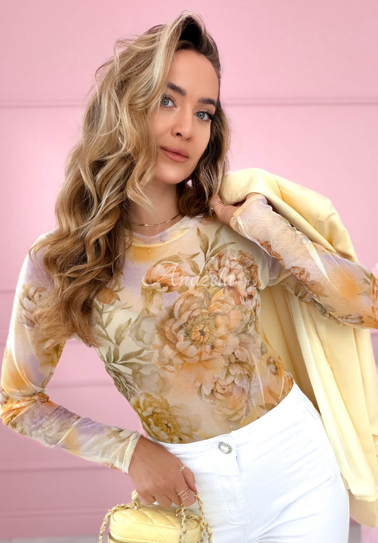 Sieťované body s kvetmi Skylar žlté