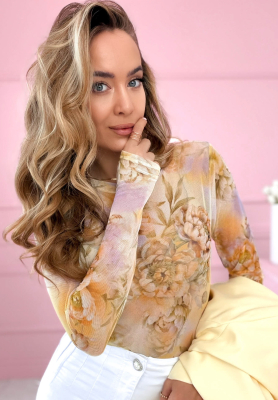 Sieťovan&eacute; body s kvetmi Skylar žlt&eacute;