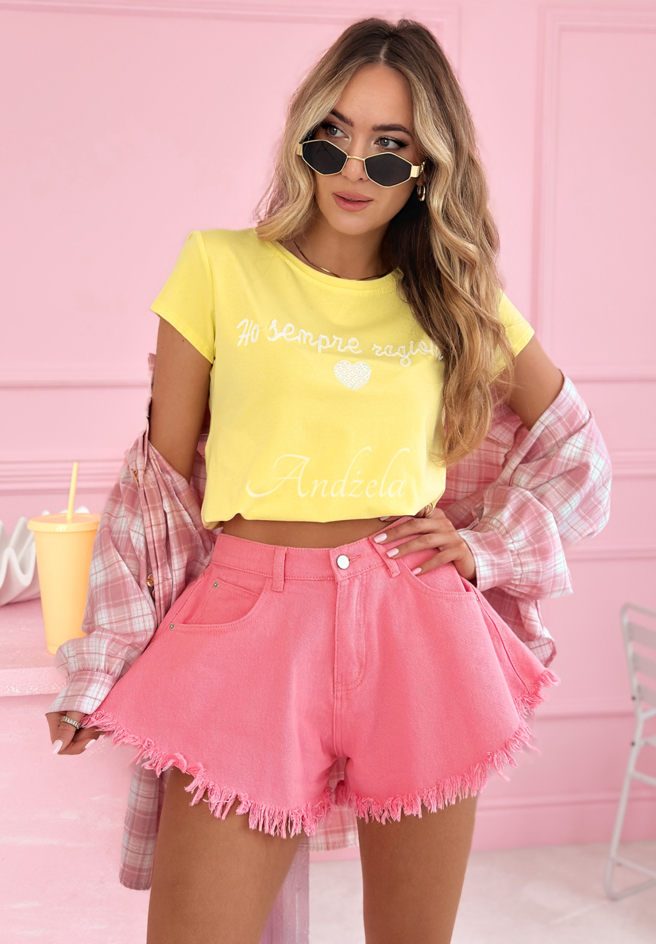 Džínsové šortky so širokými nohavicami Endless Blue ružové