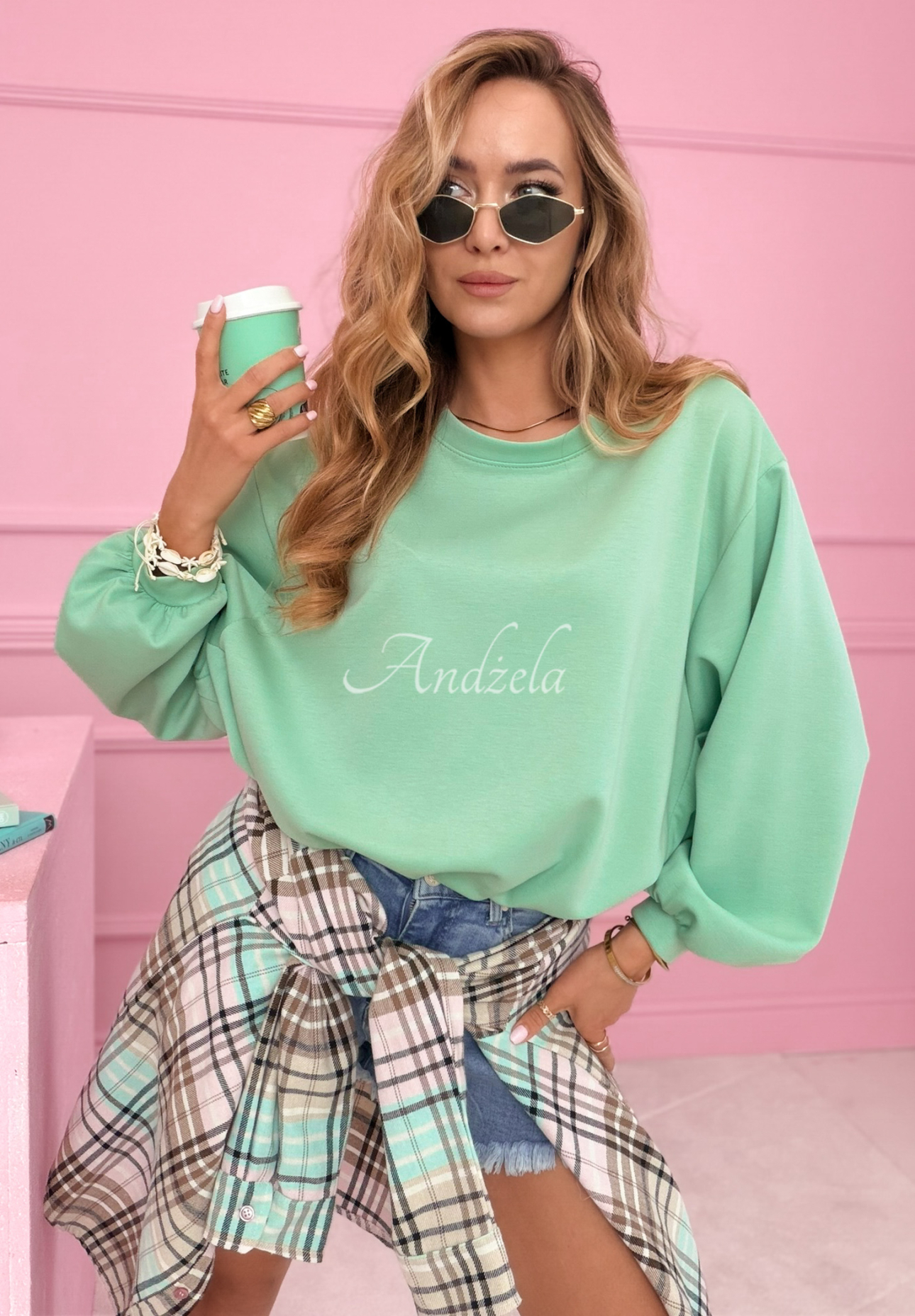 Mikina s manžetami Lorraine pistaciová