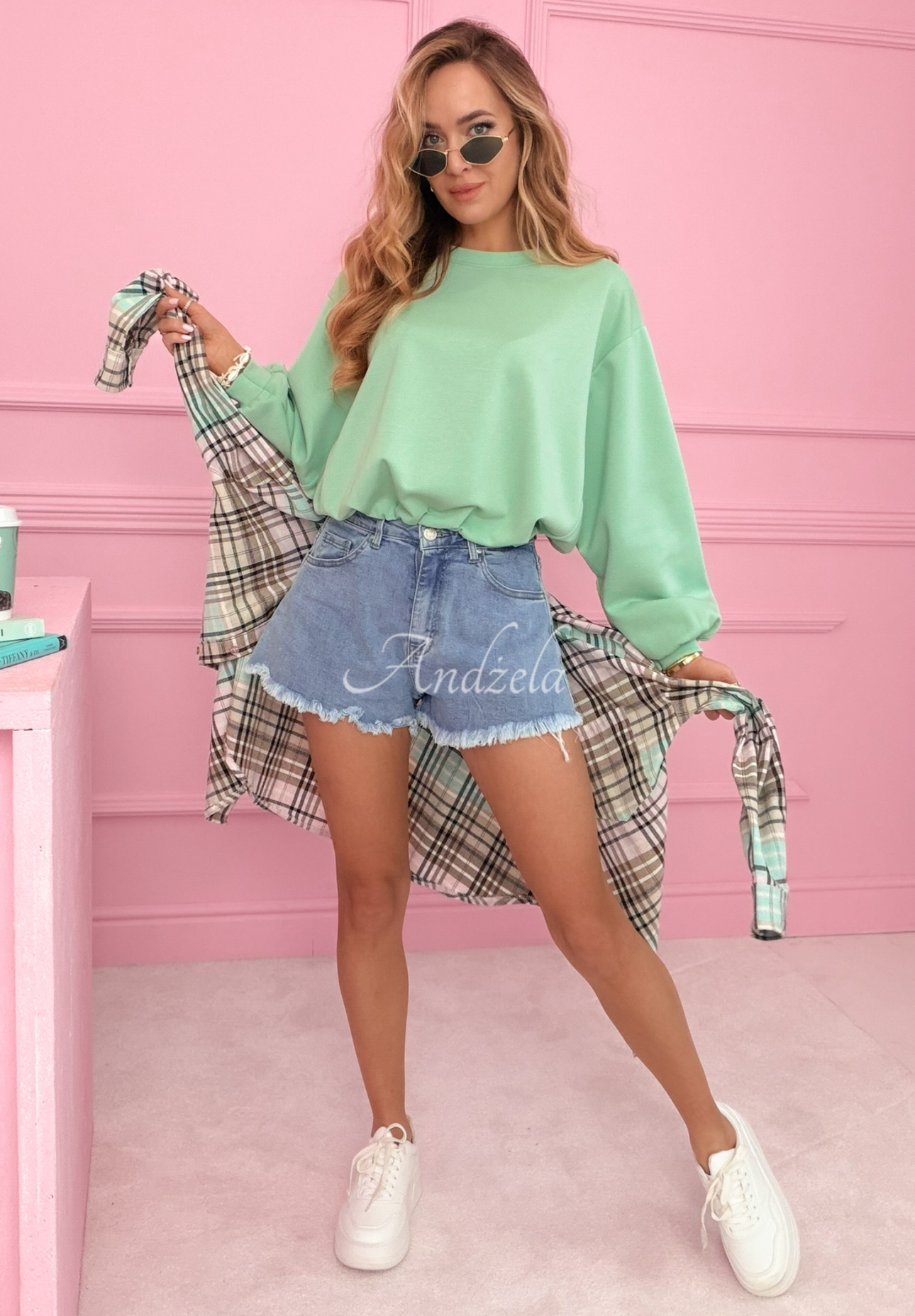 Mikina s manžetami Lorraine pistaciová