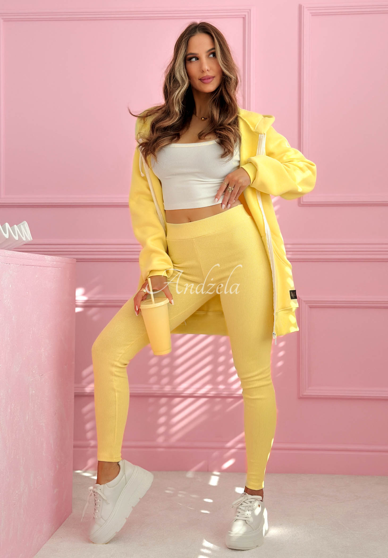 Rebrované legíny Siempre žlté