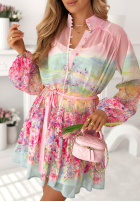 Elegancka Šaty mini w kwiaty Florentia púdrovo ružová