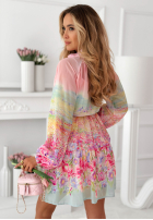 Elegancka Šaty mini w kwiaty Florentia púdrovo ružová