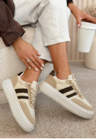 Skórzane sneakersy z koronką Carlotta béžová