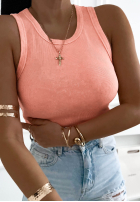 Rebrovaný top na ramiączkach Callie tmavosivý