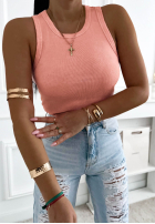 Rebrovaný top na ramiączkach Callie tmavosivý