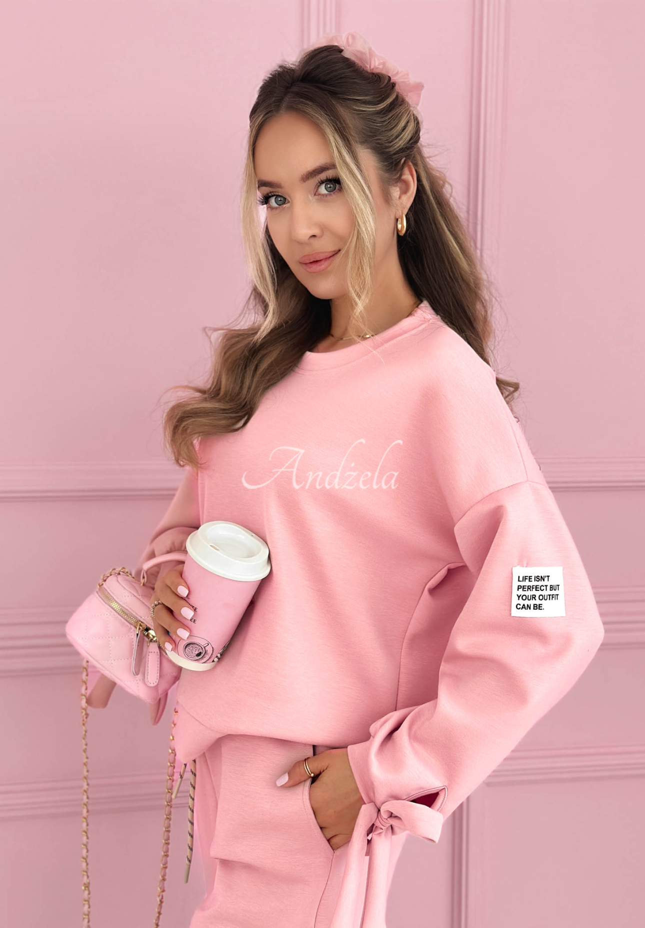 Viskózová tepláková súprava Peyton ružový