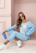 Blúzka z nadrukiem Love & Flowers blankytná