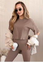 Krótki Rebrovaný Tričko Marcella vanilkový