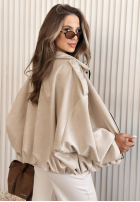 Zamszowa Bunda bomberka oversize Early Season béžová