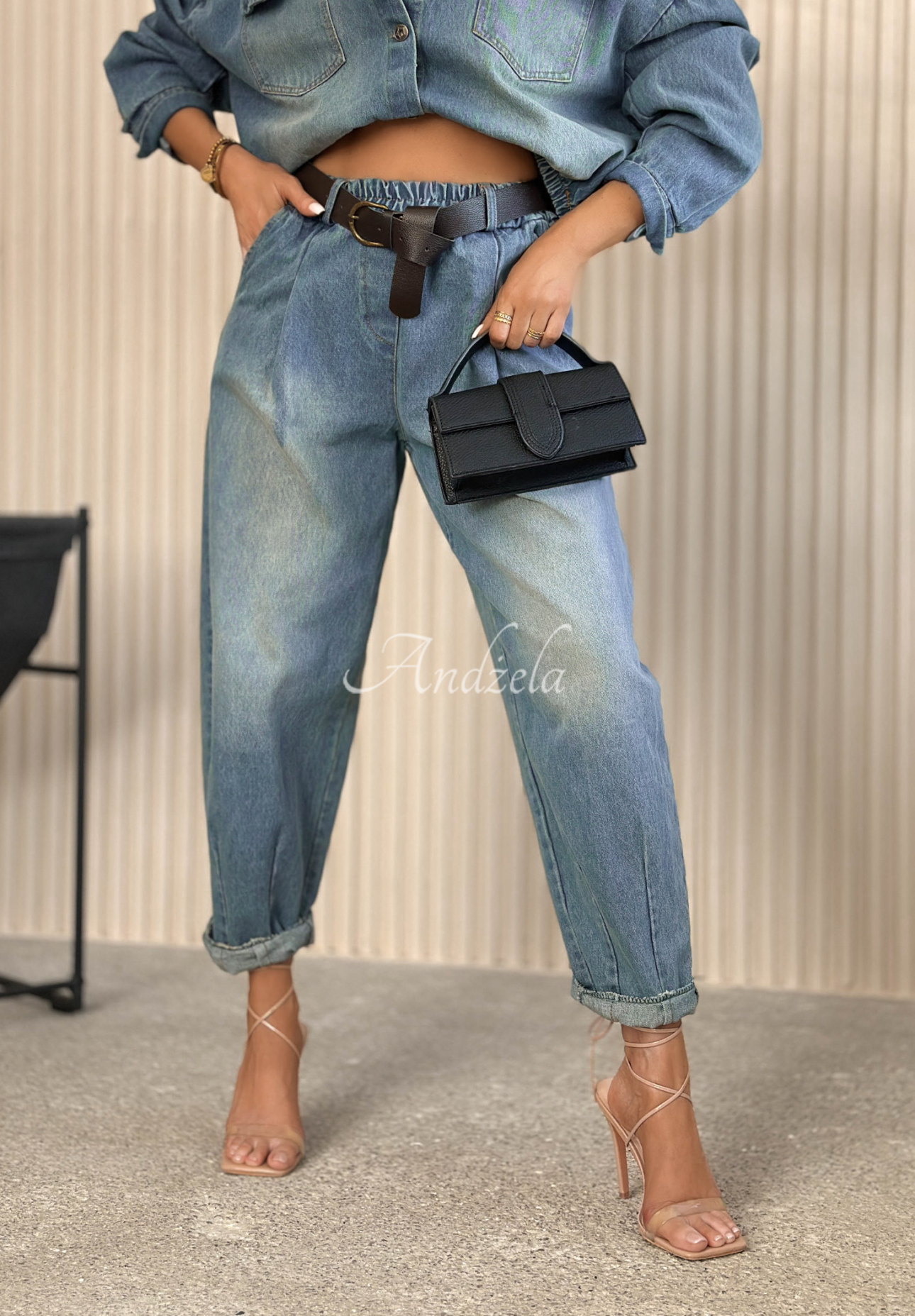 Džínsy balloon Alessia modré